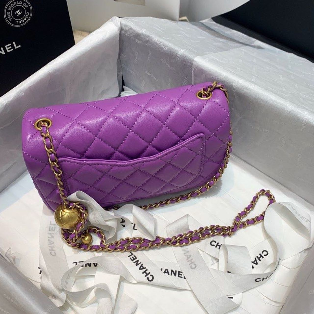 CHL - Flap Bag With CHL - Ball On Strap Purple For Women Handbags, Shoulder And Crossbody Bags 7.8in/20LO AS1787