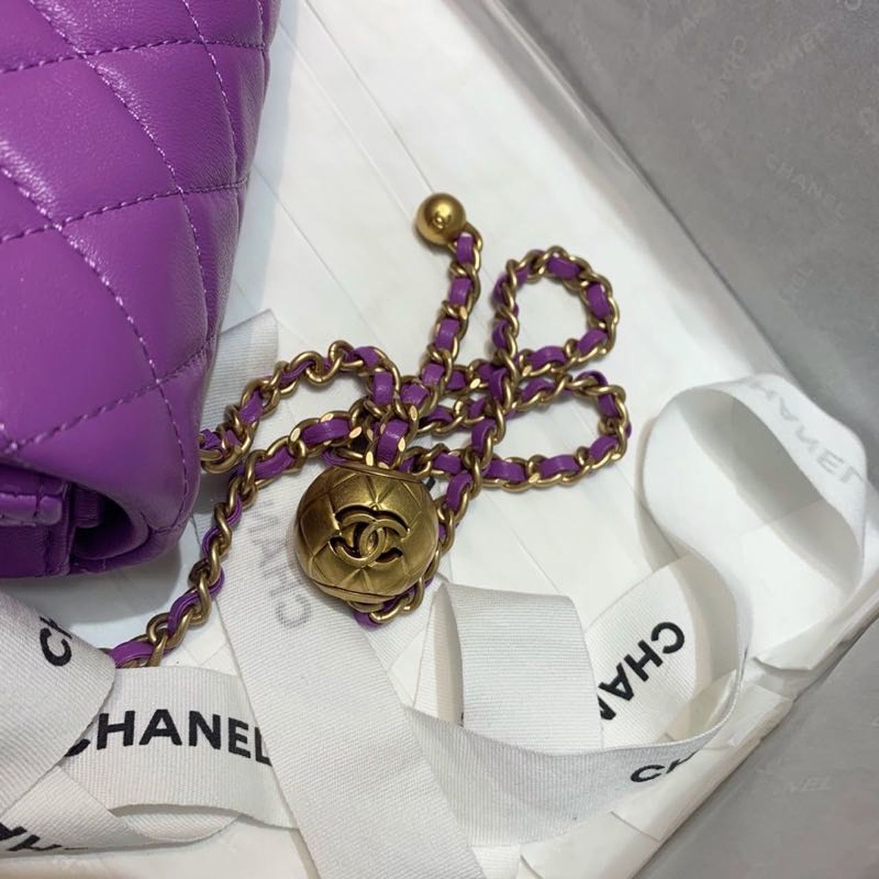 CHL - Flap Bag With CHL - Ball On Strap Purple For Women Handbags, Shoulder And Crossbody Bags 7.8in/20LO AS1787