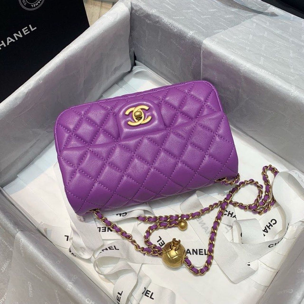 CHL - Flap Bag With CHL - Ball On Strap Purple For Women Handbags, Shoulder And Crossbody Bags 7.8in/20LO AS1787