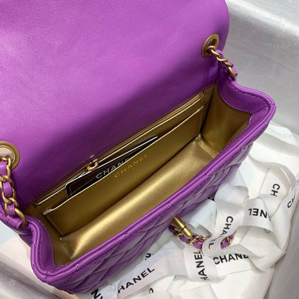 CHL - Flap Bag With CHL - Ball On Strap Purple For Women Handbags, Shoulder And Crossbody Bags 7.8in/20LO AS1787