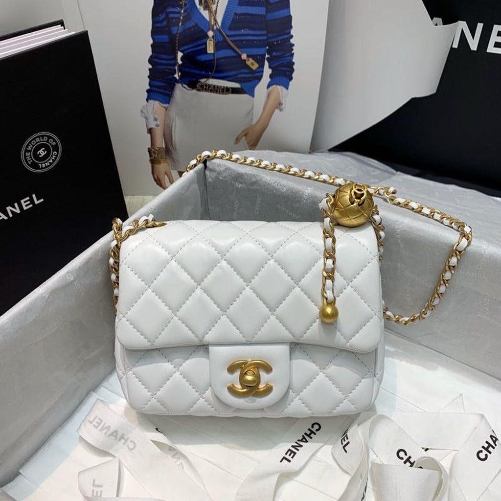 CHL - Mini Flap Bag With CHL - Ball On Strap White For Women Handbags, Shoulder And Crossbody Bags 6.7in/17LO AS1786