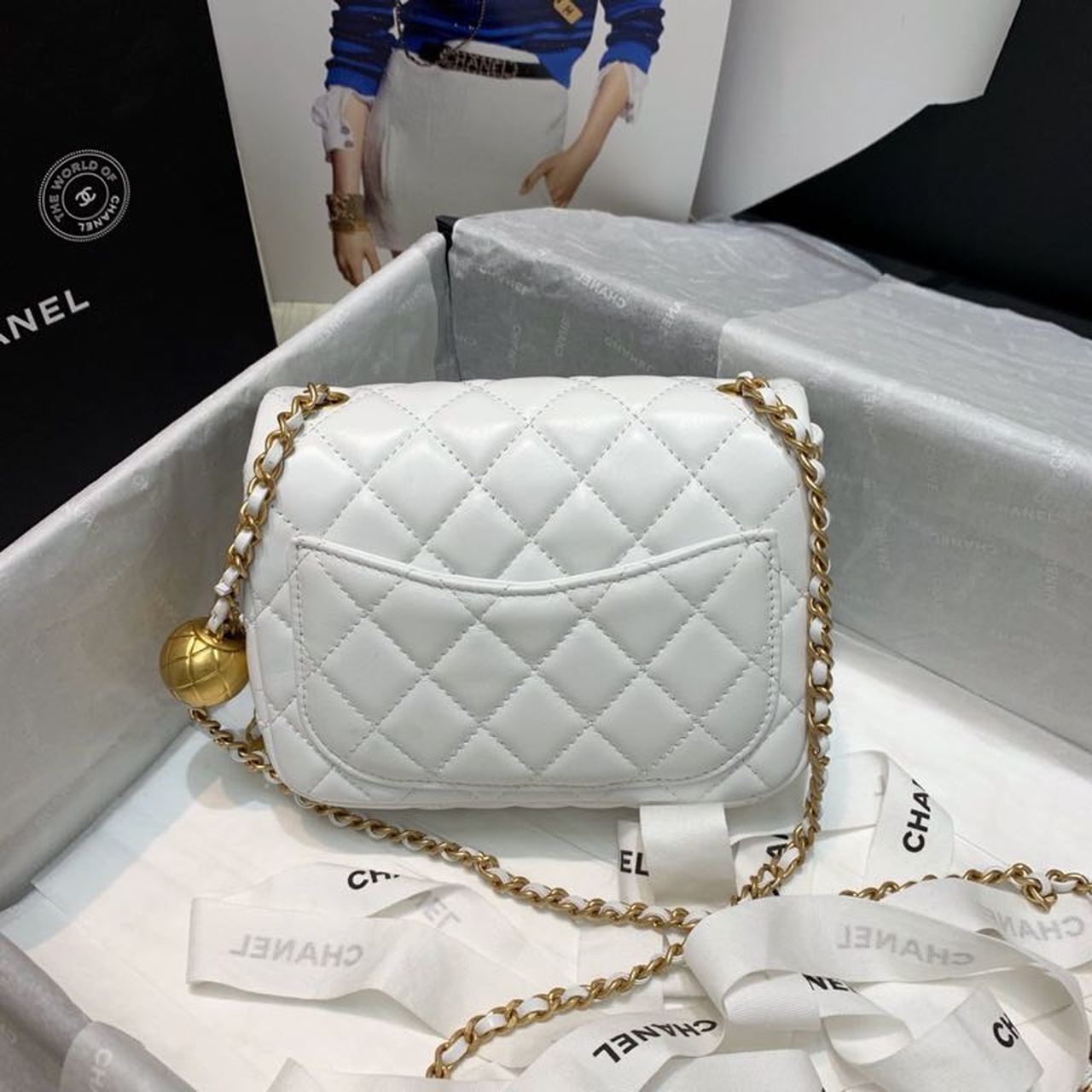 CHL - Mini Flap Bag With CHL - Ball On Strap White For Women Handbags, Shoulder And Crossbody Bags 6.7in/17LO AS1786