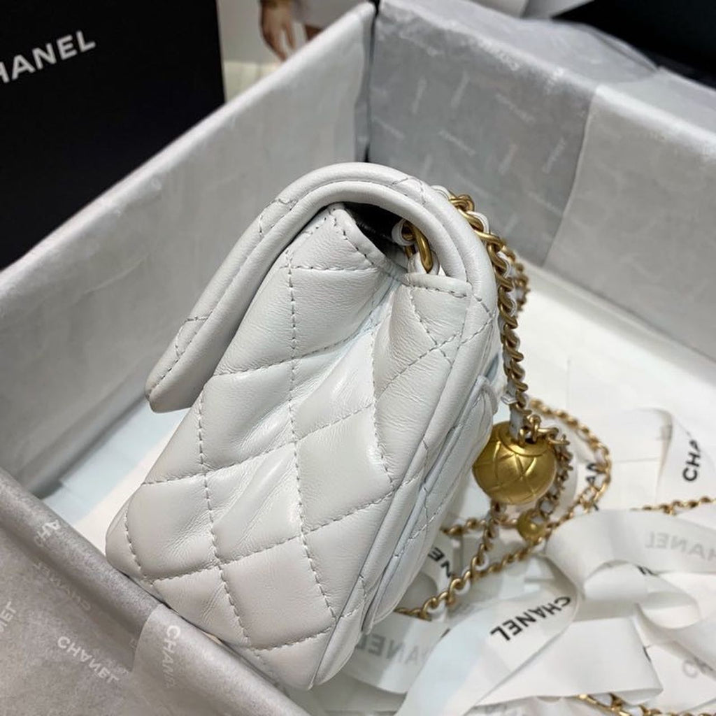 CHL - Mini Flap Bag With CHL - Ball On Strap White For Women Handbags, Shoulder And Crossbody Bags 6.7in/17LO AS1786