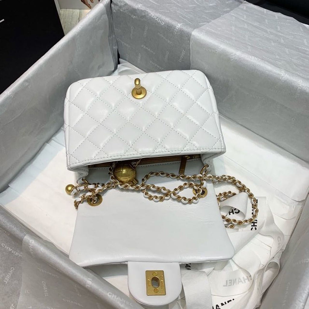 CHL - Mini Flap Bag With CHL - Ball On Strap White For Women Handbags, Shoulder And Crossbody Bags 6.7in/17LO AS1786