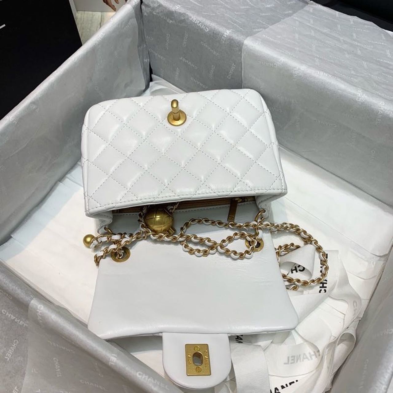 CHL - Mini Flap Bag With CHL - Ball On Strap White For Women Handbags, Shoulder And Crossbody Bags 6.7in/17LO AS1786