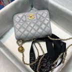 CHL -  Classic Flap With Charm Chain With CHL -  Details On Strap Bag 17LO/7inch Gold Hardware Grey