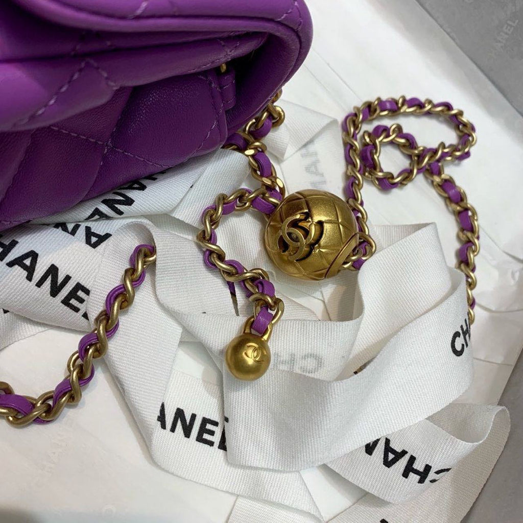 CHL - Mini Flap Bag With CHL - Ball On Strap Purple For Women Handbags, Shoulder And Crossbody Bags 6.7in/17LO AS1786