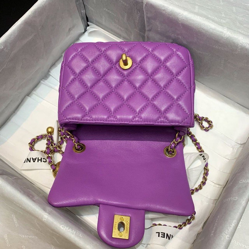 CHL - Mini Flap Bag With CHL - Ball On Strap Purple For Women Handbags, Shoulder And Crossbody Bags 6.7in/17LO AS1786