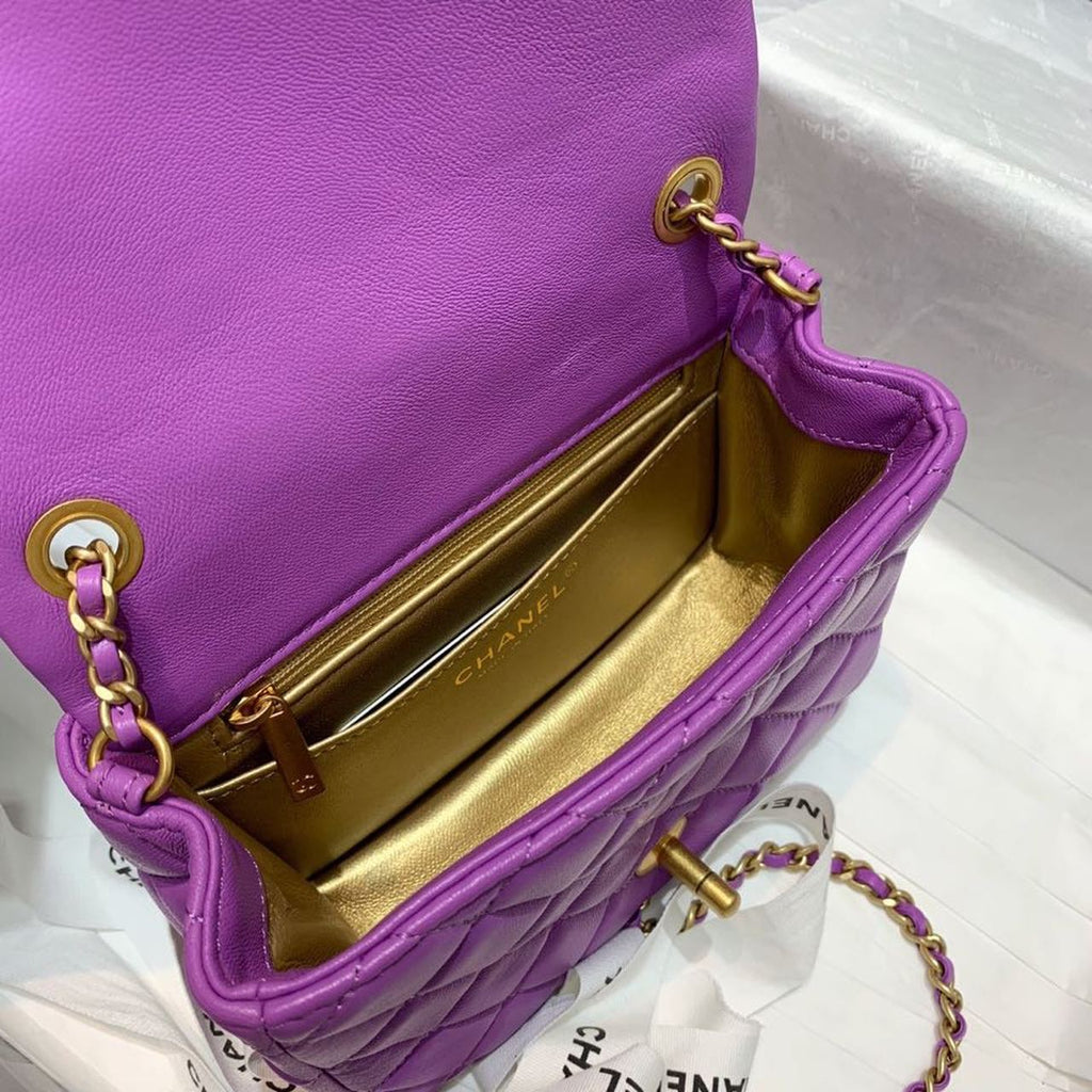 CHL - Mini Flap Bag With CHL - Ball On Strap Purple For Women Handbags, Shoulder And Crossbody Bags 6.7in/17LO AS1786