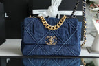 CHL -  19 Handbag Denim Blue For Women Flap Bag, Shoulder And Crossbody Bags 10.1in/26LO AS1160 B02876 N6832