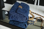 CHL -  19 Handbag Denim Blue For Women Flap Bag, Shoulder And Crossbody Bags 10.1in/26LO AS1160 B02876 N6832