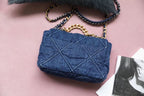 CHL -  19 Handbag Denim Blue For Women Flap Bag, Shoulder And Crossbody Bags 10.1in/26LO AS1160 B02876 N6832
