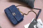 CHL -  19 Handbag Denim Blue For Women Flap Bag, Shoulder And Crossbody Bags 10.1in/26LO AS1160 B02876 N6832