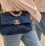 CHL -  19 Handbag Denim Blue For Women Flap Bag, Shoulder And Crossbody Bags 10.1in/26LO AS1160 B02876 N6832