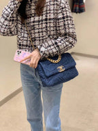 CHL -  19 Handbag Denim Blue For Women Flap Bag, Shoulder And Crossbody Bags 10.1in/26LO AS1160 B02876 N6832