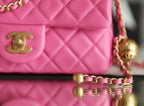 CHL -  Classic Flap With Charm Chain With CHL -  Ball On Strap Bag 20LO Gold Toned Hardware Lambskin Leather Spring/SuMM - er Collection, Pink