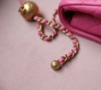 CHL -  Classic Flap With Charm Chain With CHL -  Ball On Strap Bag 20LO Gold Toned Hardware Lambskin Leather Spring/SuMM - er Collection, Pink