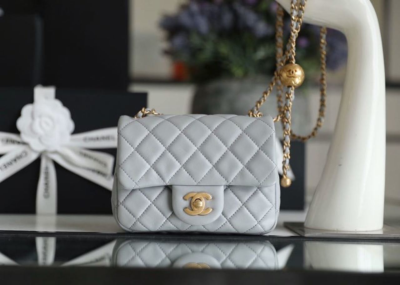 CHL - Mini Flap Bag With CHL - Ball On Strap Grey For Women Handbags, Shoulder And Crossbody Bags 6.7in/17LO AS1786