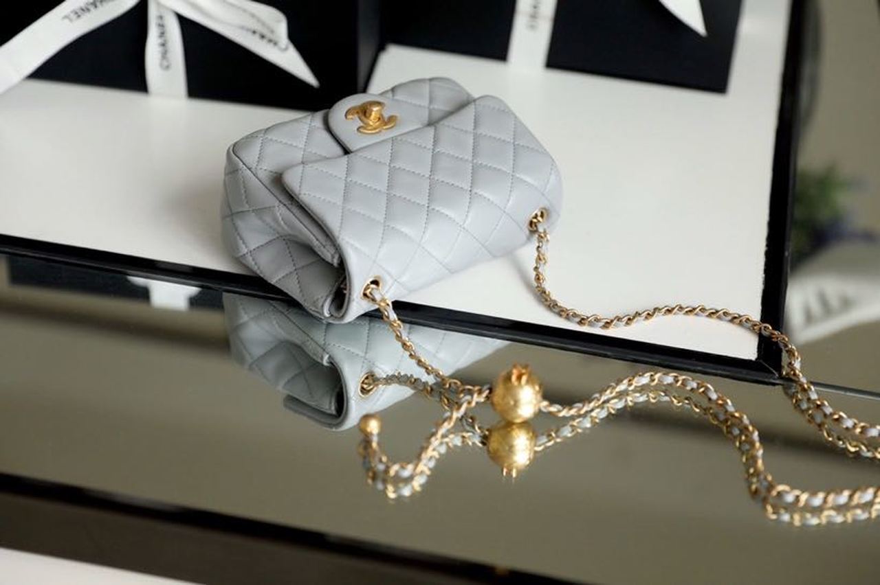 CHL - Mini Flap Bag With CHL - Ball On Strap Grey For Women Handbags, Shoulder And Crossbody Bags 6.7in/17LO AS1786