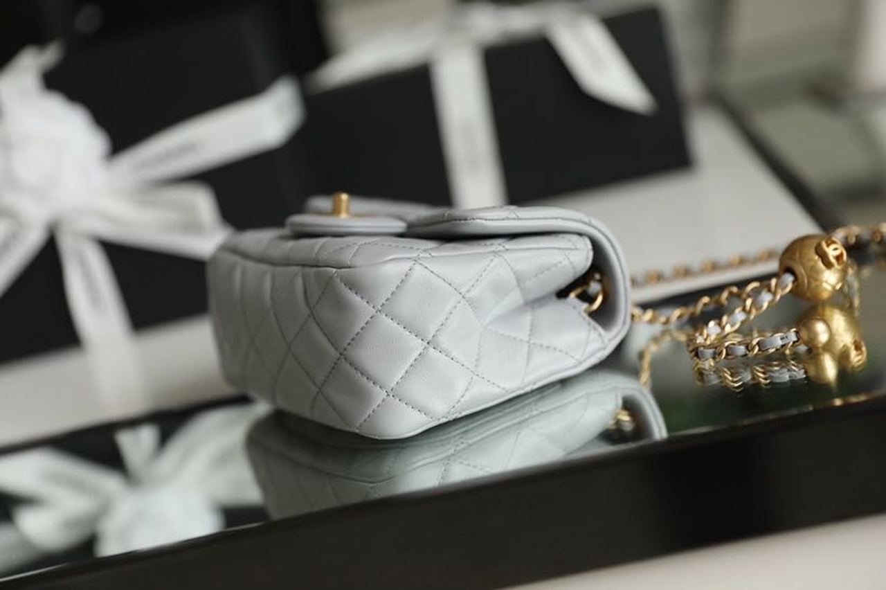 CHL - Mini Flap Bag With CHL - Ball On Strap Grey For Women Handbags, Shoulder And Crossbody Bags 6.7in/17LO AS1786
