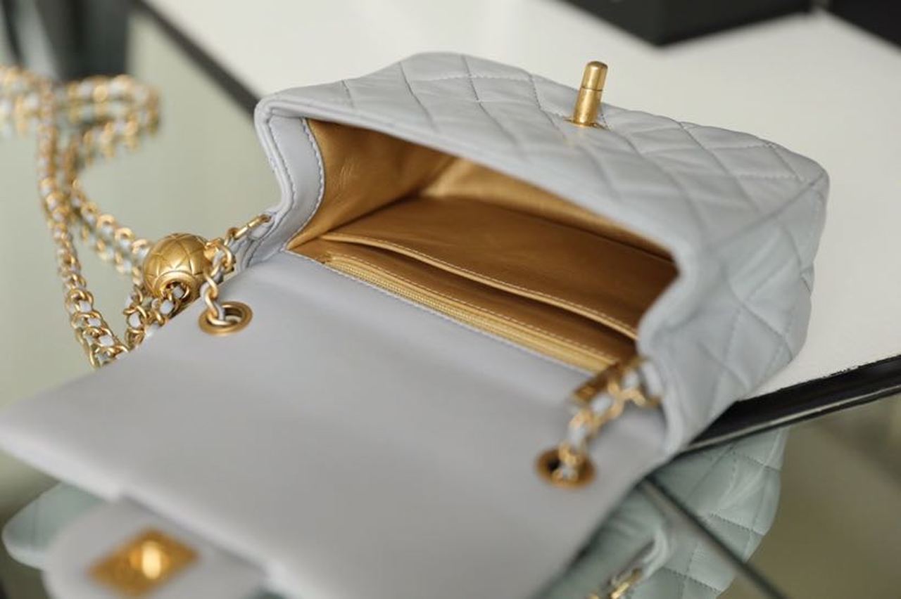 CHL - Mini Flap Bag With CHL - Ball On Strap Grey For Women Handbags, Shoulder And Crossbody Bags 6.7in/17LO AS1786