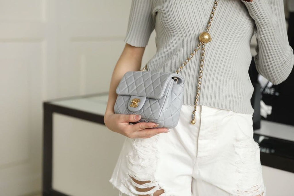 CHL - Mini Flap Bag With CHL - Ball On Strap Grey For Women Handbags, Shoulder And Crossbody Bags 6.7in/17LO AS1786