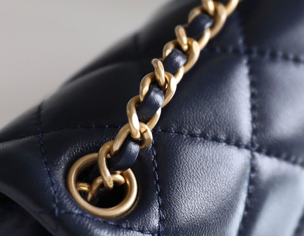 CHL - Mini Flap Bag With CHL - Ball On Strap Navy Blue For Women Handbags, Shoulder And Crossbody Bags 6.7in/17LO AS1786