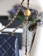 CHL - Mini Flap Bag With CHL - Ball On Strap Navy Blue For Women Handbags, Shoulder And Crossbody Bags 6.7in/17LO AS1786