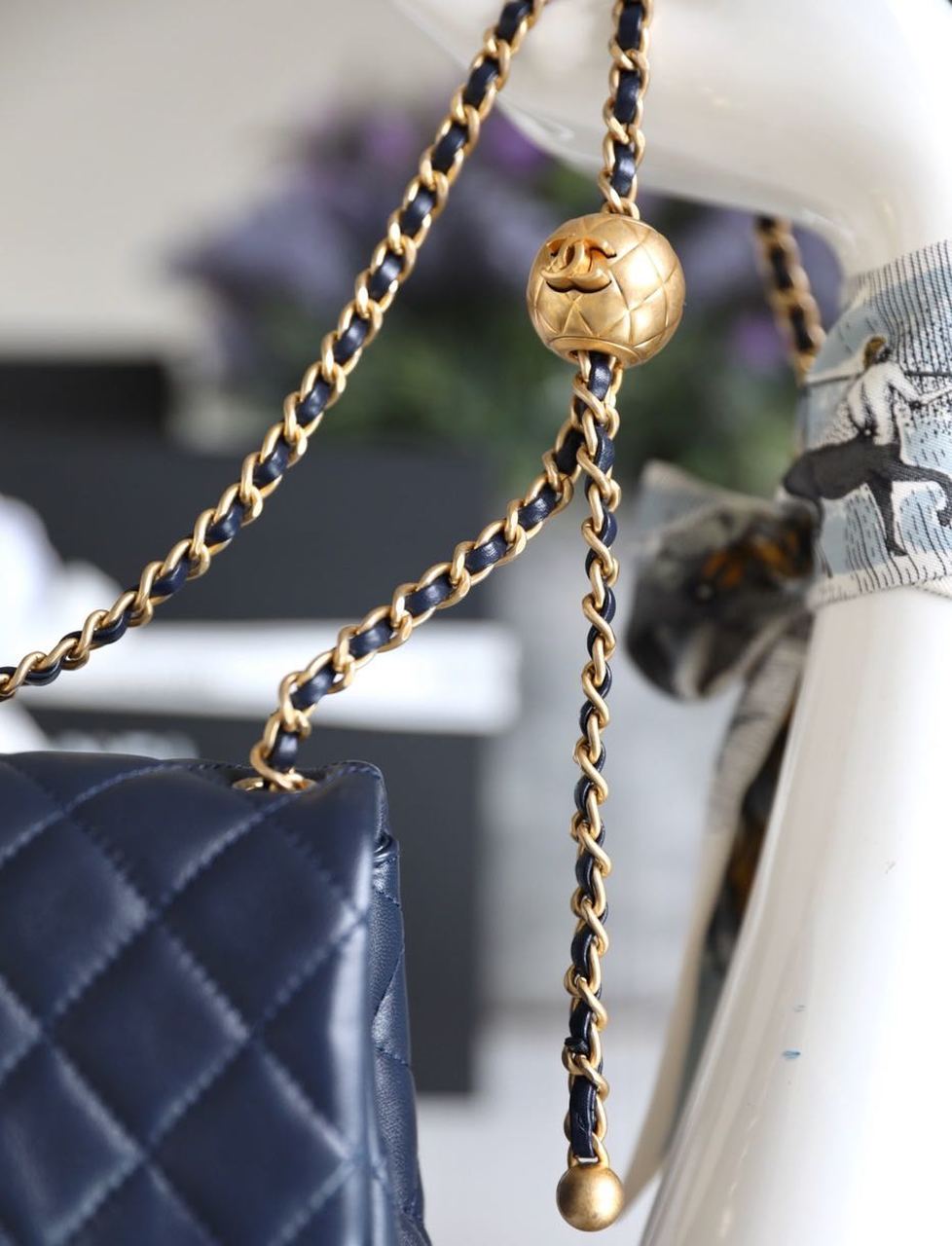 CHL - Mini Flap Bag With CHL - Ball On Strap Navy Blue For Women Handbags, Shoulder And Crossbody Bags 6.7in/17LO AS1786