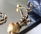 CHL - Mini Flap Bag With CHL - Ball On Strap Navy Blue For Women Handbags, Shoulder And Crossbody Bags 6.7in/17LO AS1786