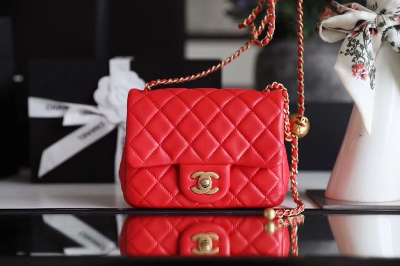 CHL - Mini Flap Bag With CHL - Ball On Strap Red For Women Handbags, Shoulder And Crossbody Bags 6.7in/17LO AS1786