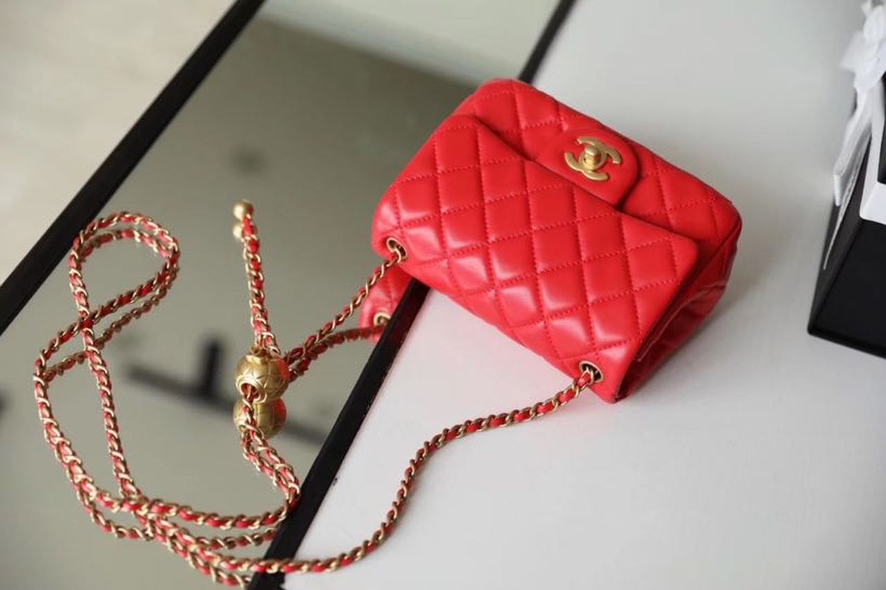 CHL - Mini Flap Bag With CHL - Ball On Strap Red For Women Handbags, Shoulder And Crossbody Bags 6.7in/17LO AS1786