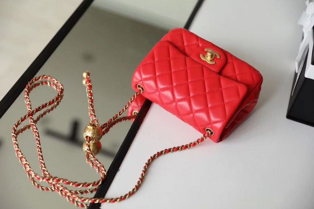 CHL - Mini Flap Bag With CHL - Ball On Strap Red For Women Handbags, Shoulder And Crossbody Bags 6.7in/17LO AS1786