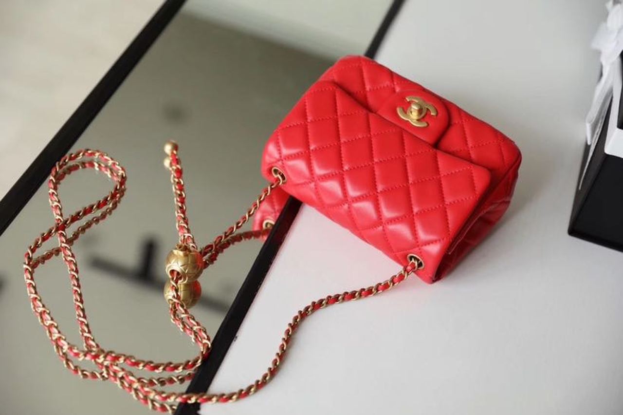 CHL - Mini Flap Bag With CHL - Ball On Strap Red For Women Handbags, Shoulder And Crossbody Bags 6.7in/17LO AS1786