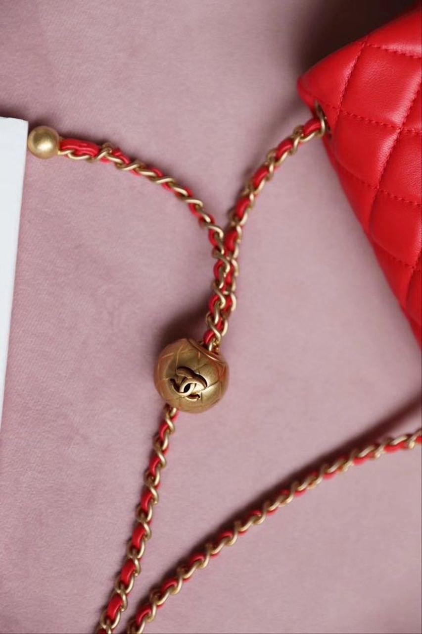 CHL - Mini Flap Bag With CHL - Ball On Strap Red For Women Handbags, Shoulder And Crossbody Bags 6.7in/17LO AS1786