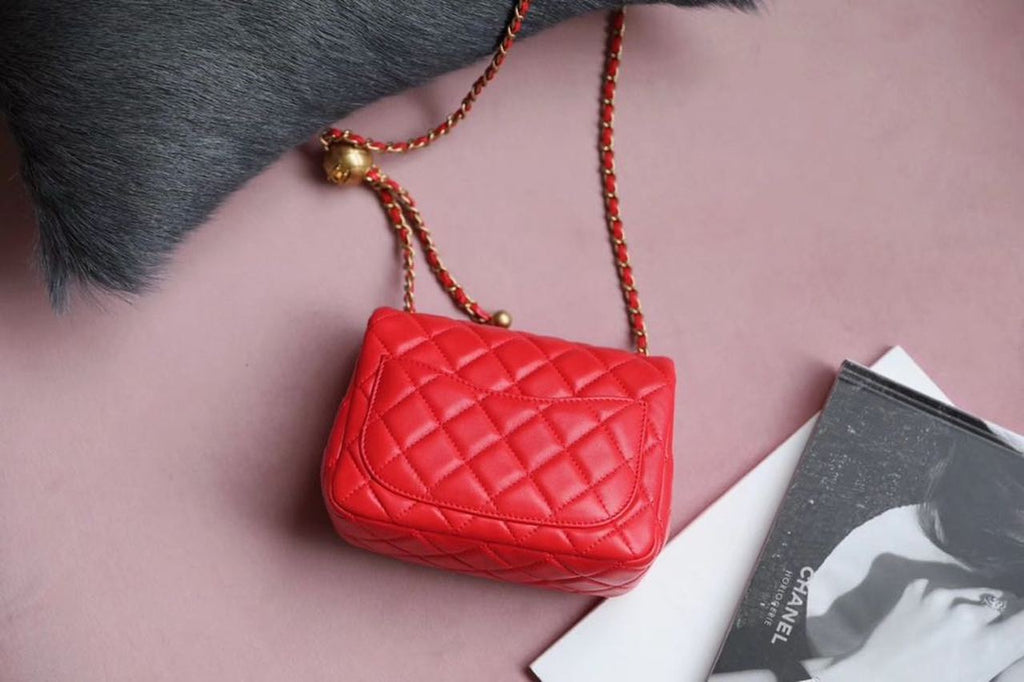 CHL - Mini Flap Bag With CHL - Ball On Strap Red For Women Handbags, Shoulder And Crossbody Bags 6.7in/17LO AS1786