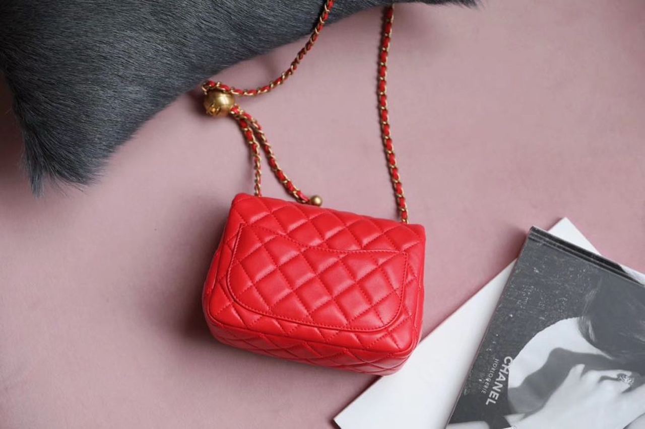 CHL - Mini Flap Bag With CHL - Ball On Strap Red For Women Handbags, Shoulder And Crossbody Bags 6.7in/17LO AS1786