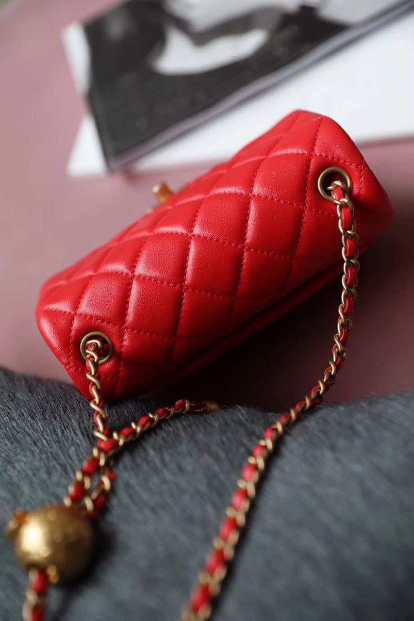 CHL - Mini Flap Bag With CHL - Ball On Strap Red For Women Handbags, Shoulder And Crossbody Bags 6.7in/17LO AS1786