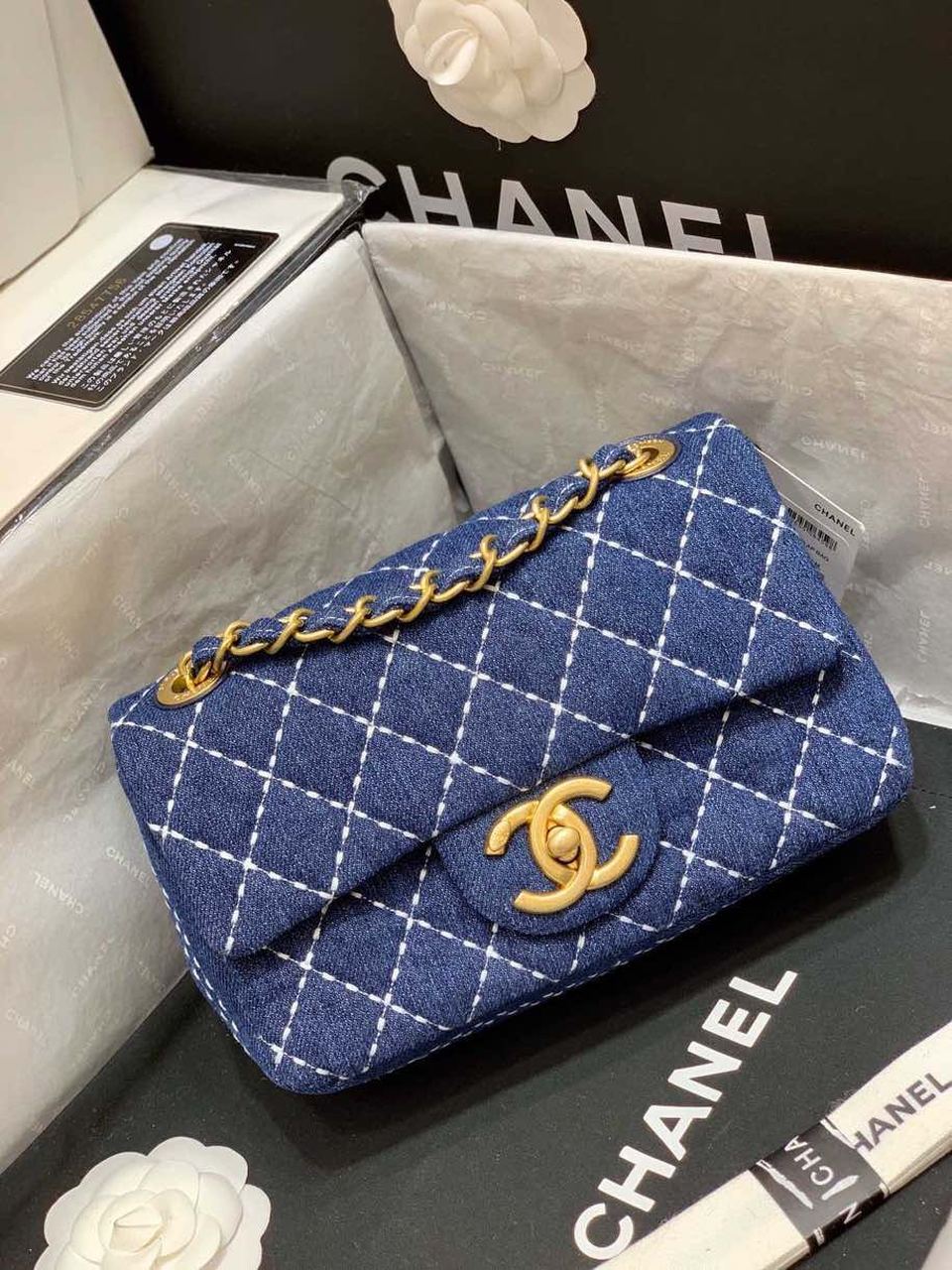 CHL -  Flap Bag Denim Blue For Women Handbags, Shoulder And Crossbody Bags 10.2in/26LO AS1328 B01897 N5398
