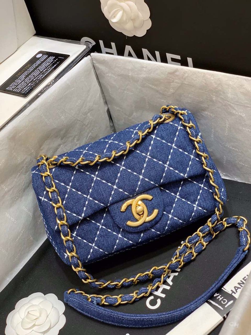 CHL -  Flap Bag Denim Blue For Women Handbags, Shoulder And Crossbody Bags 10.2in/26LO AS1328 B01897 N5398
