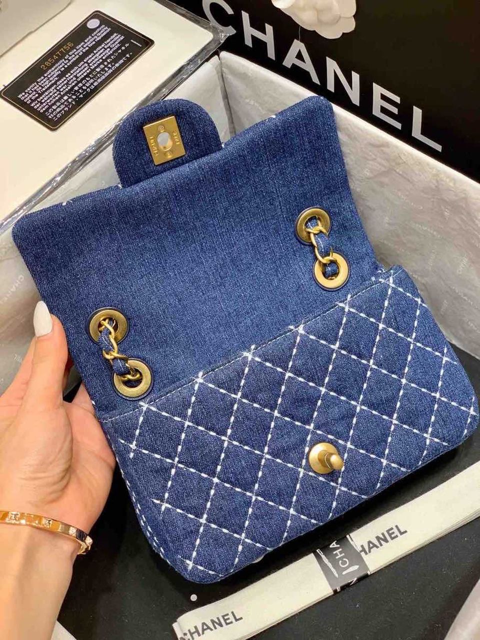 CHL -  Flap Bag Denim Blue For Women Handbags, Shoulder And Crossbody Bags 10.2in/26LO AS1328 B01897 N5398