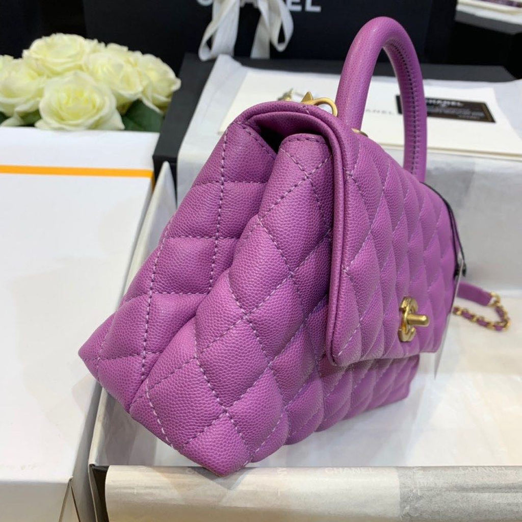 CHL - Medium Flap Bag With Top Handle Purple For Women, Women’s Handbags, Shoulder And Crossbody Bags 9in/23LO A92990