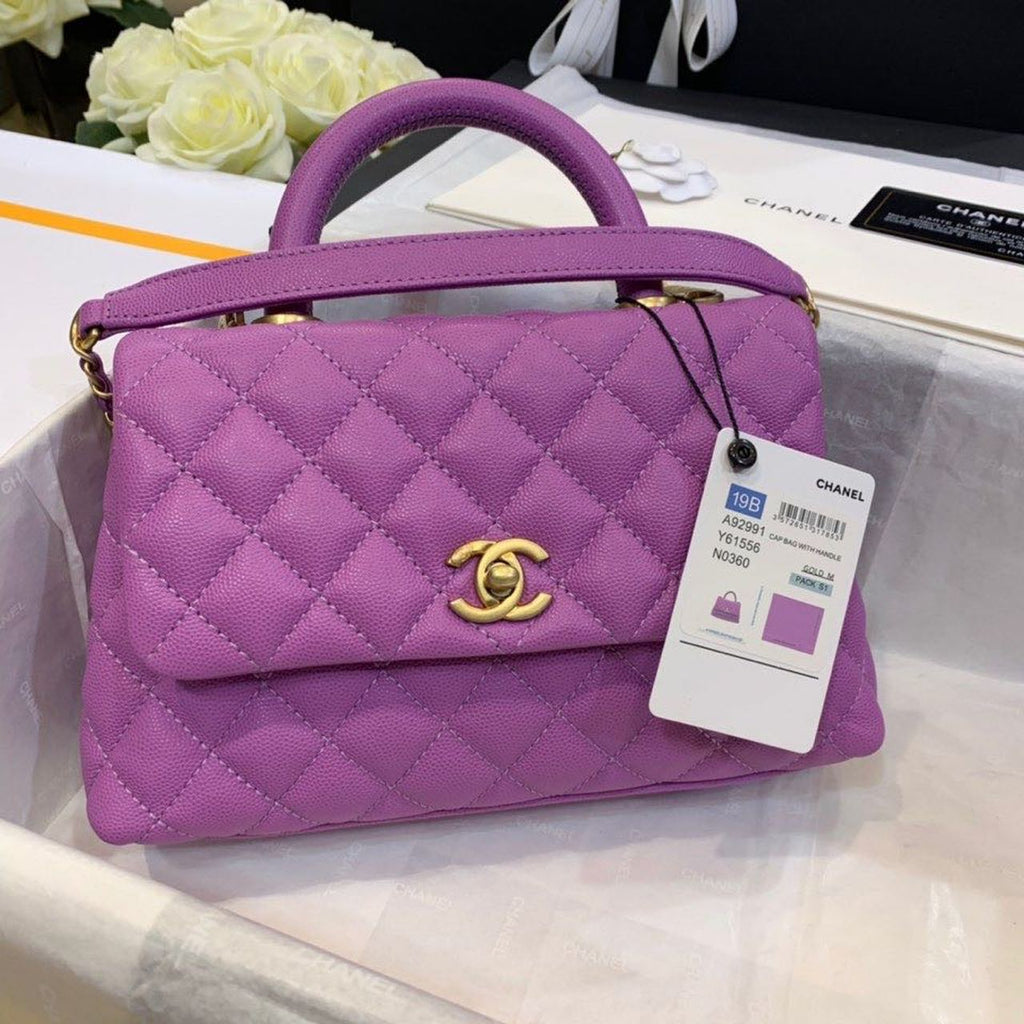 CHL - Medium Flap Bag With Top Handle Purple For Women, Women’s Handbags, Shoulder And Crossbody Bags 9in/23LO A92990
