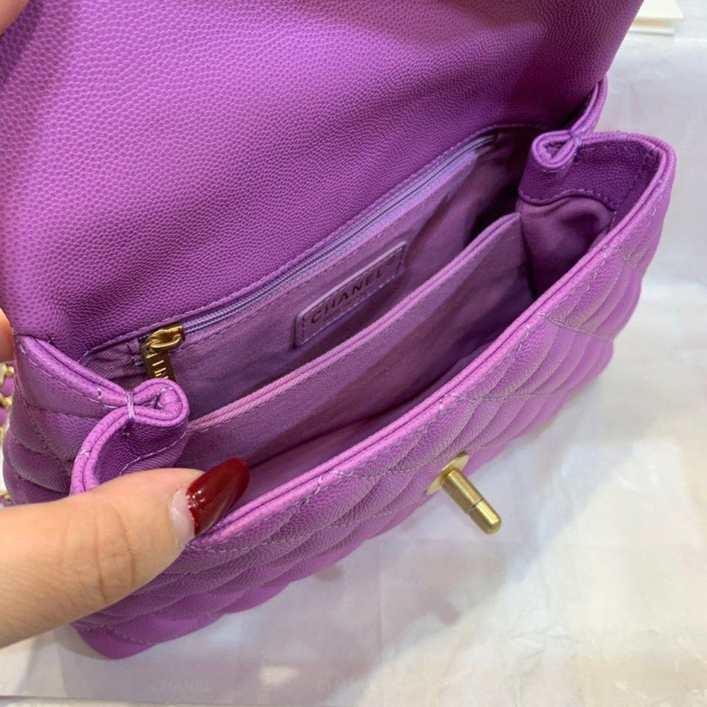 CHL - Medium Flap Bag With Top Handle Purple For Women, Women’s Handbags, Shoulder And Crossbody Bags 9in/23LO A92990