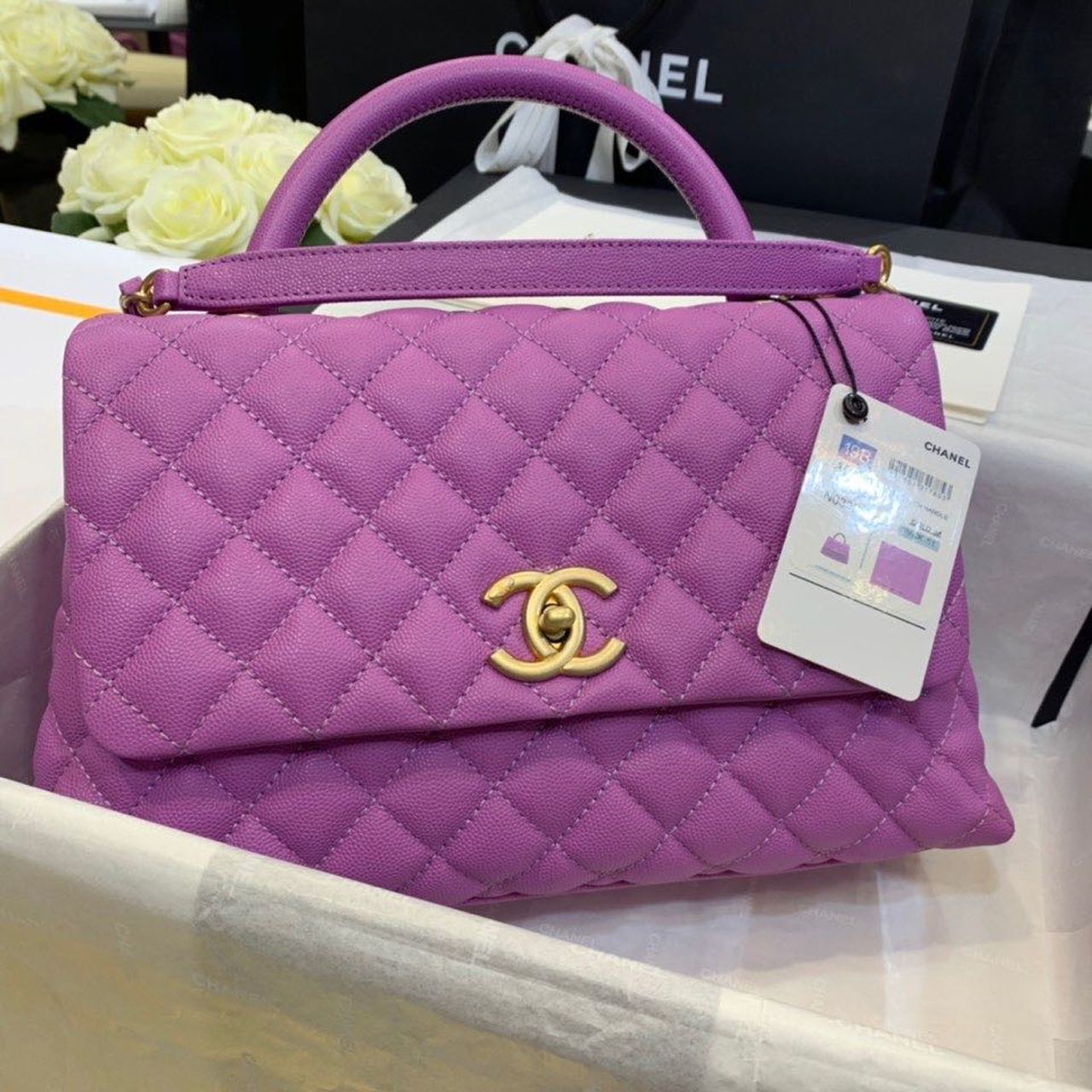 CHL - Large Flap Bag With Top Handle Purple For Women, Women’s Handbags, Shoulder And Crossbody Bags 11in/28LO A92991