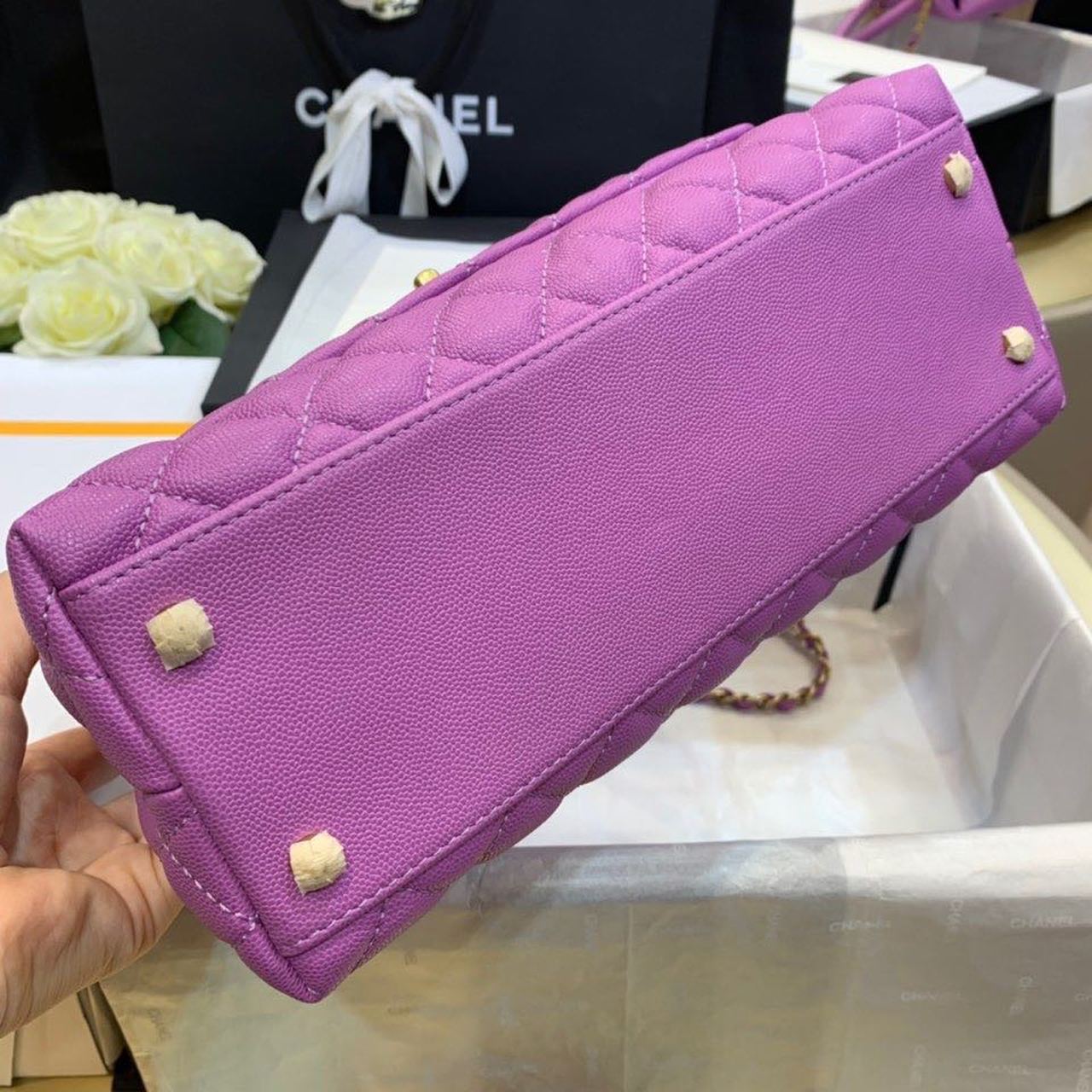 CHL - Large Flap Bag With Top Handle Purple For Women, Women’s Handbags, Shoulder And Crossbody Bags 11in/28LO A92991