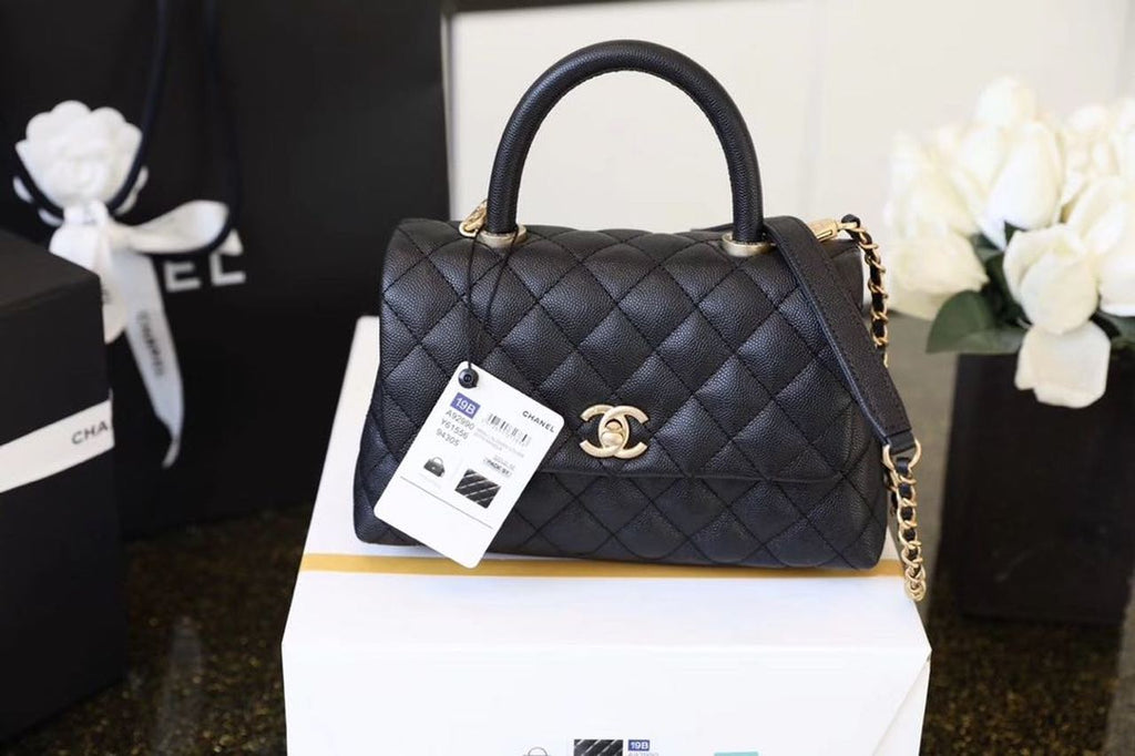 CHL -  Coco With Top Handle Bag Gold Toned Hardware Black For Women 9.4in/24LO