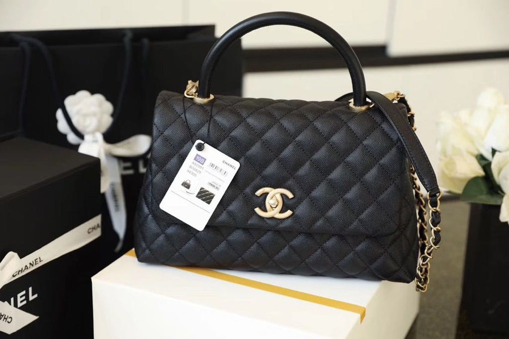 CHL - Large Flap Bag With Top Handle Black For Women, Women’s Handbags, Shoulder And Crossbody Bags 11in/28LO A92991