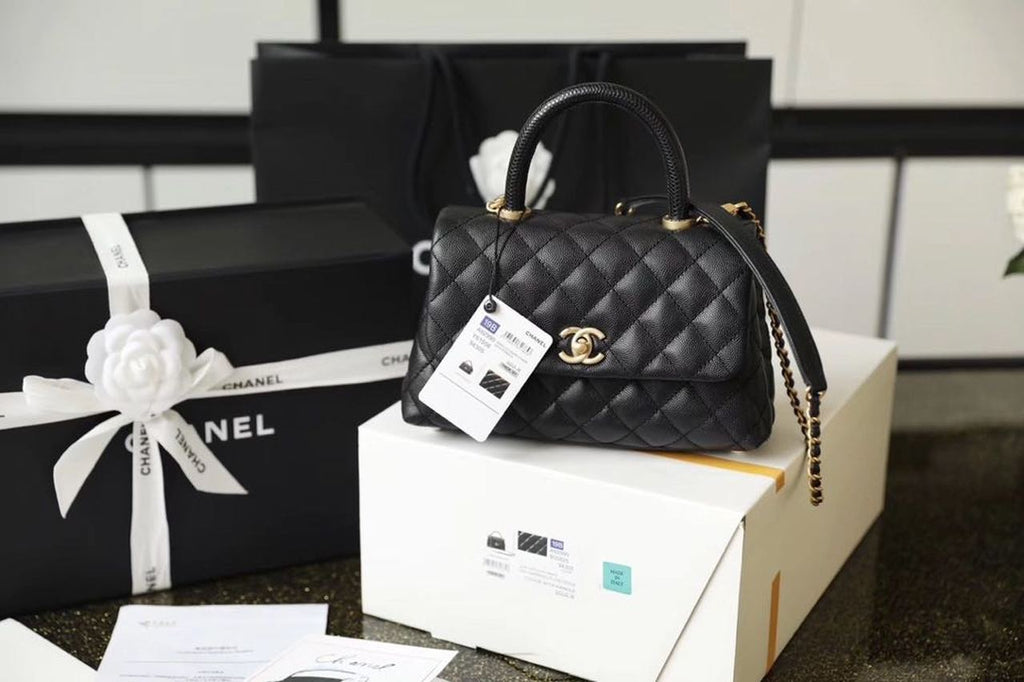 CHL - Medium Flap Bag With Top Handle Black For Women, Women’s Handbags, Shoulder And Crossbody Bags 9in/23LO A92990
