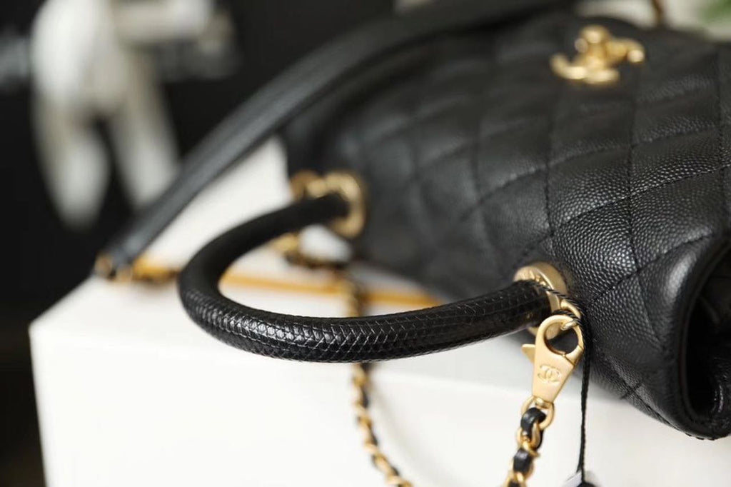 CHL - Medium Flap Bag With Top Handle Black For Women, Women’s Handbags, Shoulder And Crossbody Bags 9in/23LO A92990